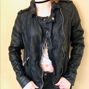 A&F Black Leather Rock n Roll Jacket